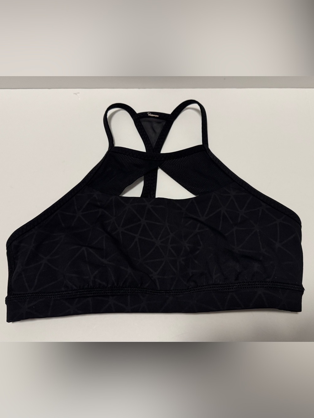 Lululemon Black Geometric High-Neck Cut-Out Sports Bra, Size 6